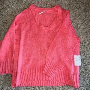 NWT Free People Pink Lightening Brookside Knit Tunic Sweater M $128